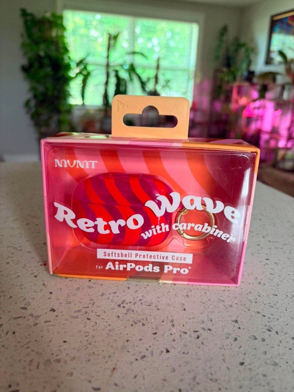 MVMT Retro Wave AirPods Pro Softshell Case w/ Carabiner NWT Pink Red